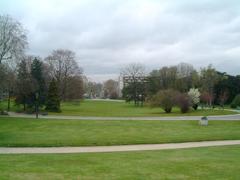 Lush green lawn at Parc Montsouris in Paris