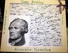 Alexander Hamilton Birthday Card signed by visitors