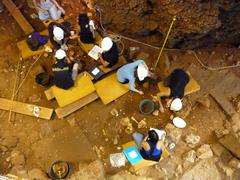 Archaeologists inside Lazaret Cave in Nice, France