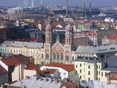 view of Plzeň city from the St. Bartholomew Church tower