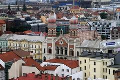 Great Synagogue in Plzeň viewed from Bartholomew Church tower