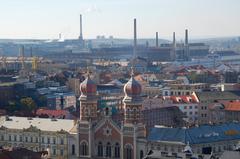 view from the tower of St. Bartholomew's Cathedral in Pilsen towards Nová Hospoda