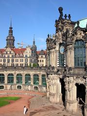 Dresden Zwinger Glockenspiel Pavilion with Dresden Castle in the background