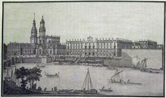 View of the castle on the Elbe River, projected for King Friedrich August II