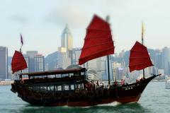 Aqua Luna boat at Victoria Harbour, Hong Kong