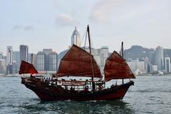 Aqua Luna boat at Victoria Harbour, Hong Kong