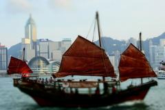 Aqua Luna boat at Victoria Harbour, Hong Kong