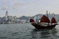 Aqua Luna boat at Victoria Harbour, Hong Kong