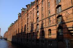 HafenCity in Hamburg waterfront with blue sky