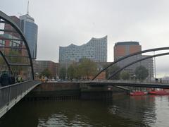 Baumwall in Hamburg with view of Elbphilharmonie building