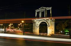 Arch of Hadrian in Athens at night