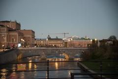 A view of the City of Stockholm with water in the foreground and buildings in the background