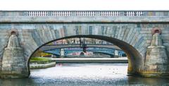 Three bridges in Stockholm with scenic urban background