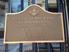 Mutter Museum Plaque by the College of Physicians