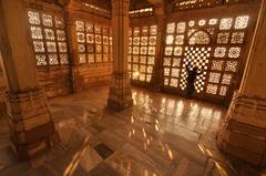 Intricate window work at the Tomb of Mahmud Begada in Gujarat