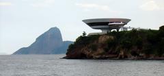 Niterói Contemporary Art Museum with an iconic saucer-shaped structure designed by Oscar Niemeyer.