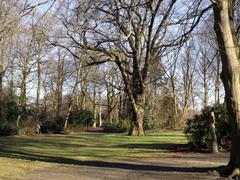 Hammer Park Rondell in Hamburg with 'Jungfrau' sculpture