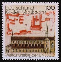 UNESCO World Heritage site Maulbronn Monastery with church and site plan