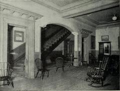 Reception hall at Hull House with Mrs. Barnett, known for her social reform work in London