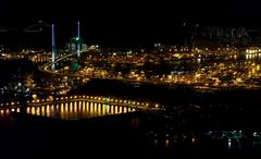 Stonecutters Bridge at night in Hong Kong