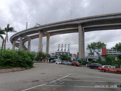 Stonecutters Island Container Port Road South and Stonecutters Bridge in Hong Kong