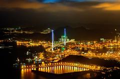 Stonecutters Bridge at night