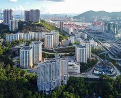 Aerial view of Lai Yiu Estate residential buildings