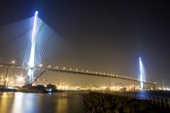 Stonecutters Bridge over the Rambler Channel at night