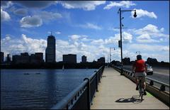 Harvard Bridge over Charles River connecting Back Bay Boston to Cambridge Massachusetts