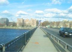 Harvard Bridge with MIT in the background on a sunny day