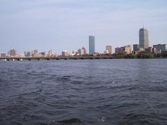 Harvard Bridge, also known as MIT Bridge or Mass Ave Bridge, spanning over the Charles River in Boston