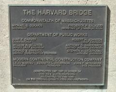 memorial plaque for the reconstruction of Harvard Bridge in Boston, Massachusetts, USA