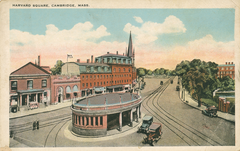 1920s postcard of Harvard Square