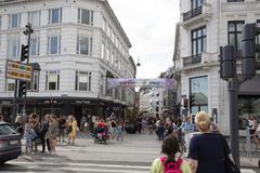 Copenhagen Pride 2020 decorations on Strøget in København