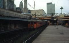 vintage South Shore Line train at Van Buren Street station in 1968