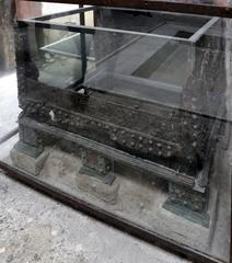 A historical iron and bronze safe in Casa dei Vettii in Pompeii, Italy