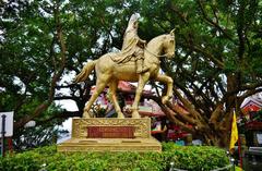 Golden Equestrian statue at Bishan Temple in Taipei