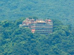 Bishanyan Kaizhang Shengwang Temple, viewed from Mingquan Bridge in Taipei