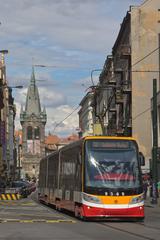 Jindřišská Tower and Škoda 15T tram in Prague