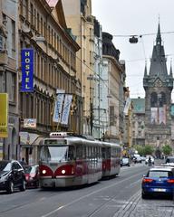 DPP tram no. 8265 operating a line 5 service in Jindřišská, Prague