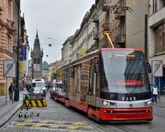 DPP tram no. 9265 operating on line 9 in Jindřišská, Prague