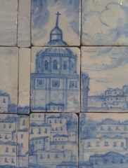 Depiction of the Church of Saint Engratia in an early 18th-century tile panel