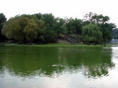 Central Park during autumn with vibrant foliage and Belvedere Castle