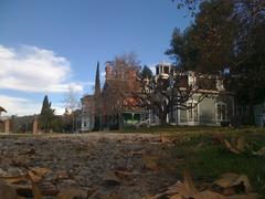 Heritage Square Museum grounds in Los Angeles with historic buildings and gardens