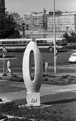 Clark Ádám tér with the '0' milestone sculpture by Borsos Miklós, 1975