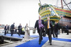 Arrival of ministers of Trade at the Scheepvaartmuseum in Amsterdam