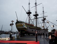 European Commission Commissioners arriving by boat at the Scheepvaartmuseum, Amsterdam