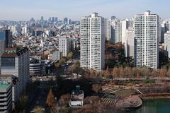 view from apartment building on Seokchon Lake in Seoul