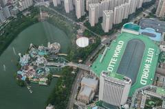 Lotte World and Seokchon Lake view from Lotte World Tower observation deck