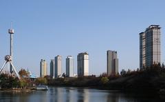 Apartment buildings by Seokchon Lake